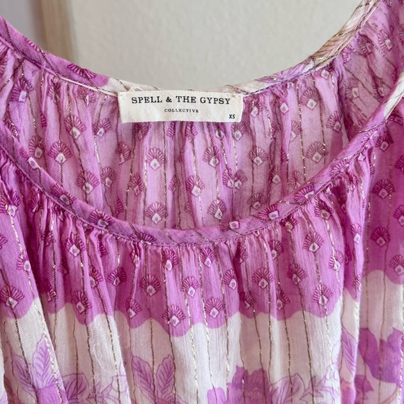 Spell & The Gypsy Set | Coco Lei Boho Lilac Floral Peasant Top + Midi Skirt - Picture 6 of 10